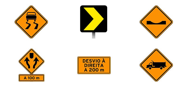 Placas de Trânsito - Placas de Advertência - Simulado DETRAN